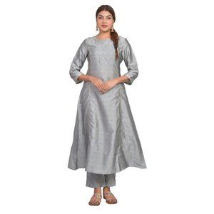 Riara Womens Gown with Pant Art Silk Ladies Traditional Wear Designer Long Dress